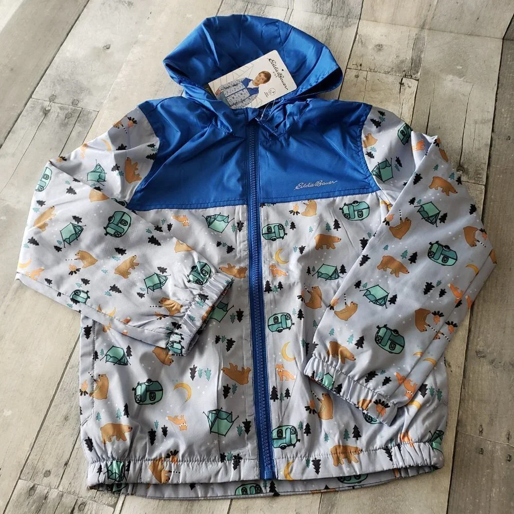 NWT - Eddie Bauer Kids' Jacket StormRepel water-resistant Camping Theme - Size 7